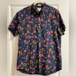 J.Crew Short Sleeve Men Shirt Floral Organic Cotton Slim Fit